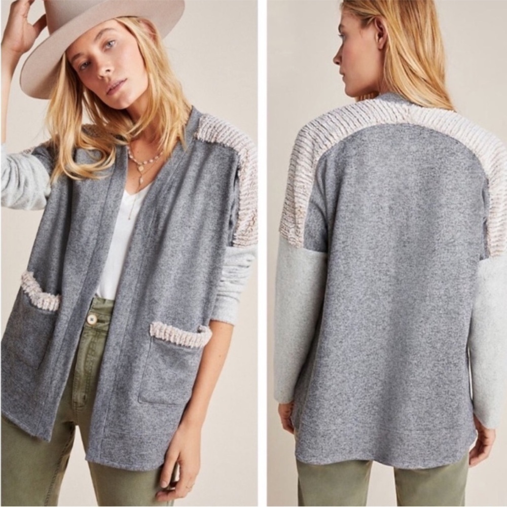 ANTHRO Amadi Gray CORA Cardigan Sweater Neutral Comfort Layering Size Small